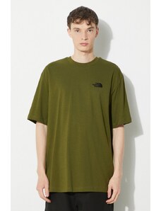 The North Face tricou din bumbac M S/S Essential Oversize Tee barbati, culoarea verde, cu imprimeu, NF0A87NRPIB1