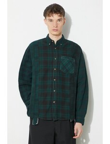 Needles camasa din bumbac Flannel Shirt barbati, culoarea verde, cu guler button-down, relaxed, NS303