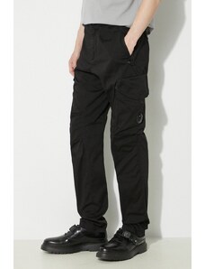 C.P. Company pantaloni Stretch Sateen Ergonomic Lens barbati, culoarea negru, cu fason cargo, 16CMPA058A005694G