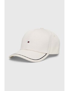 Tommy Hilfiger șapcă de baseball din bumbac culoarea alb, cu imprimeu AM0AM12304