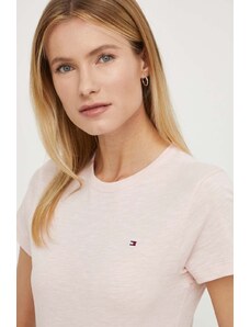 Tommy Hilfiger tricou din bumbac femei, culoarea roz WW0WW37857