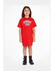 Tommy Hilfiger rochie din bumbac pentru copii Culoarea rosu, mini, drept