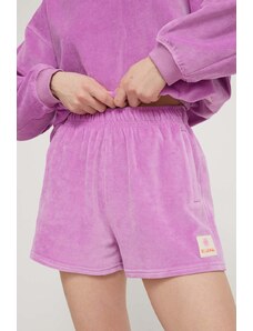 Billabong pantaloni scurti femei, culoarea violet, cu imprimeu, high waist, EBJNS00108