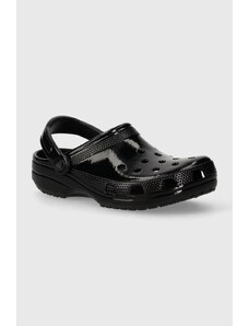 Crocs papuci Classic High Shine Clog femei, culoarea negru, 209609