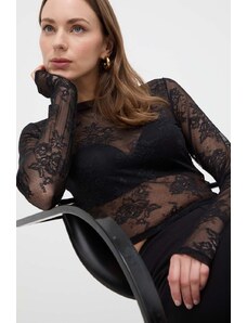 Patrizia Pepe bluza femei, culoarea negru, neted