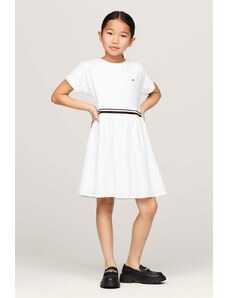 Tommy Hilfiger rochie din bumbac pentru copii culoarea alb, mini, evazati