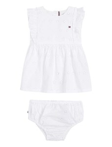 Tommy Hilfiger rochie din bumbac pentru bebeluși culoarea alb, mini, evazati