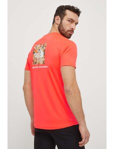 The North Face tricou sport Reaxion culoarea rosu, cu imprimeu, NF0A4CDWQI41