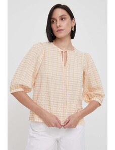 Barbour bluza din bumbac femei, culoarea bej, modelator