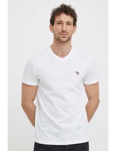 PS Paul Smith tricou din bumbac barbati, culoarea alb, cu imprimeu
