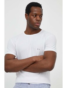 Armani Exchange tricou 2-pack barbati, culoarea alb, neted