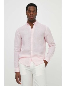 BOSS cămașă de in culoarea roz, cu guler button-down, regular 50513849