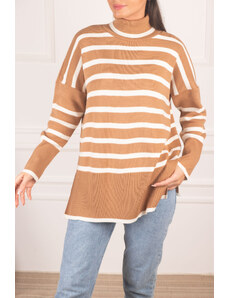 armonika femei nurcă turtleneck dungi tricotaje pulover