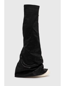 Rick Owens cizme Denim Boots Fetish femei, culoarea negru, cu toc plat, DS01D1815.BF.911