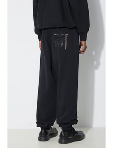 Aries pantaloni de trening din bumbac Premium Temple Sweatpant culoarea negru, cu imprimeu, COAR30000