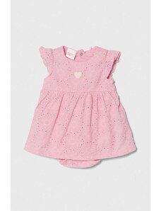 Guess rochie din bumbac pentru bebeluși culoarea roz, mini, evazati
