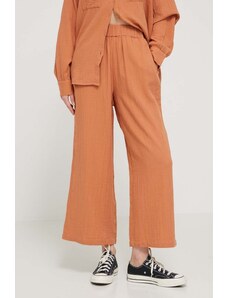 Billabong pantaloni de bumbac Follow Me culoarea portocaliu, lat, high waist, ABJNP00420