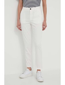 North Sails pantaloni femei, culoarea alb, fason chinos, high waist, 074770