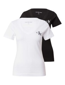 Calvin Klein Jeans Tricou negru / alb murdar