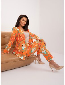 Fashionhunters Orange elegant women's set with print