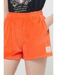 Billabong pantaloni scurti femei, culoarea portocaliu, cu imprimeu, high waist, EBJNS00108