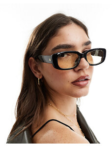 AIRE X ASOS ceres rectangle sunglasses in black with yellow lens