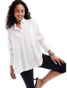 Bershka oversized linen shirt in white