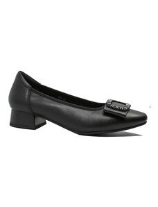 Pantofi dama Formazione, cu aplicatie cu strasuri, negri, din piele naturala FNX5598