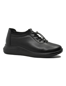 Pantofi casual dama Formazione, negri, din piele naturala cu margine elastica FNX9659