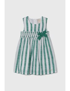 Guess rochie cu amestec de in pentru copii culoarea verde, mini, evazati