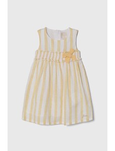 Guess rochie cu amestec de in pentru copii culoarea galben, mini, evazati