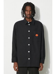 Kenzo camasa din bumbac Boke Crest Oversized Shirt barbati, culoarea negru, cu guler clasic, relaxed, FD65CH5079LA.99
