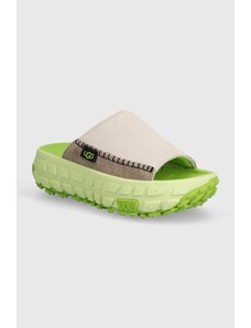 UGG papuci din piele Venture Daze Slide femei, culoarea verde, cu platforma, 1152680