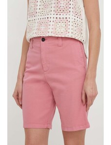 North Sails pantaloni scurti femei, culoarea roz, neted, high waist, 074775
