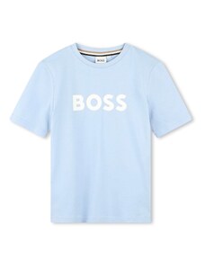 BOSS Kidswear Tricou albastru deschis / alb