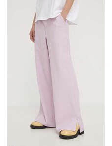 Won Hundred pantaloni femei, culoarea violet, lat, high waist 2834-14229