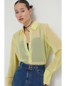 Blugirl Blumarine cămașă femei, culoarea galben, cu guler clasic, regular RA4136.T3854