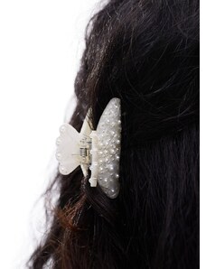 SUI AVA bridal mini pearl hair claw clip in white
