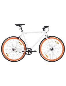 OrlandoKids Bicicleta cu angrenaj fix, alb si portocaliu, 700c, 55 cm