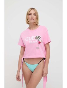 Guess tricou de plajă din bumbac culoarea roz, E4GI03 I3Z14