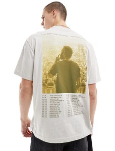 Bershka Post Malone back printed t-shirt in ecru-Neutral