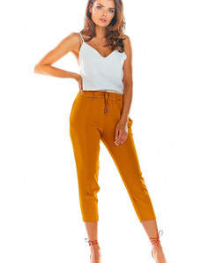 Pantaloni din pânză pentru femei awama model 144653 Brown