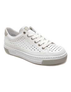 Pantofi casual RIEKER albi, L8849, din piele ecologica
