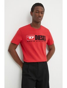 Diesel tricou din bumbac bărbați, culoarea roșu, cu imprimeu A03766.0GRAI