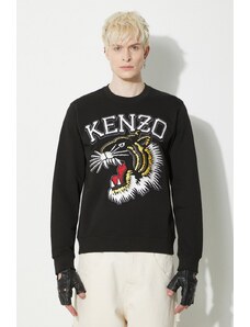 Kenzo hanorac de bumbac Tiger Varsity Slim Sweatshirt barbati, culoarea negru, cu imprimeu, FE55SW1844MF.99J