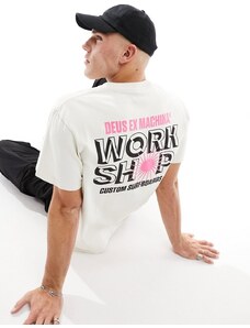 Deus Ex Machina surf shop t-shirt in off white
