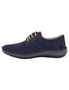 Pantofi barbati, Otter, OT9554-42-2-Albastru-Inchis, casual, piele naturala, perforati, cu talpa joasa, albastru inchis (Marime: 43)