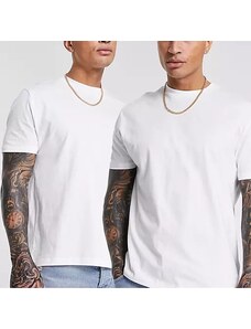 ASOS Set de 2 tricouri din bumbac cu maneca scurta, alb, XS