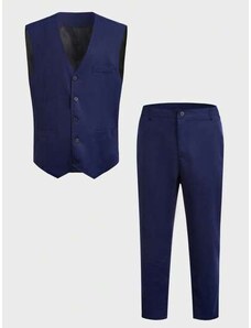 Shein Plus Size Costum, vesta si pantaloni, albastru