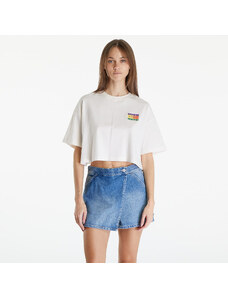 Tommy Hilfiger Tricou pentru femei Tommy Jeans Oversized Cropped Summer Flag Tee Ancient White